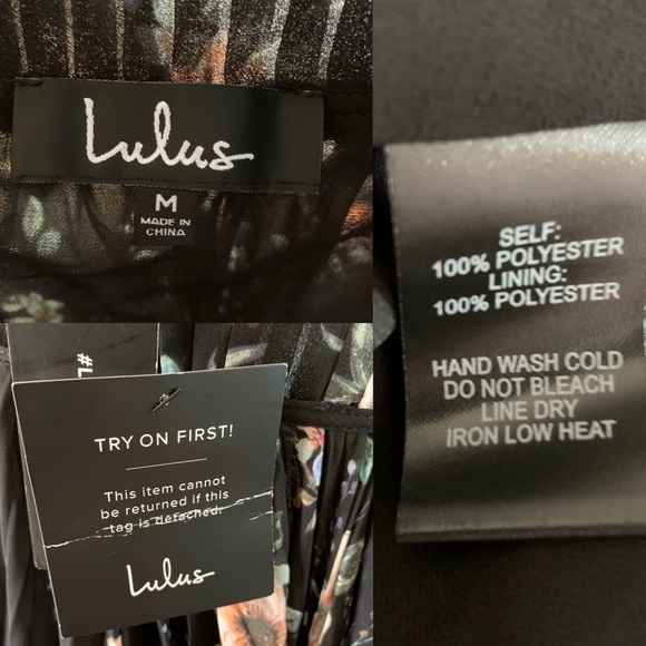 Lulu’s New With Tags Flowering Romance Black Floral Print Pleated Maxi Dress - Picture 12 of 16